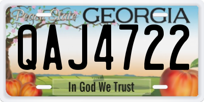 GA license plate QAJ4722
