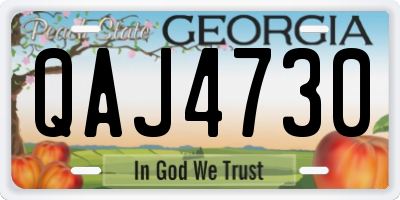 GA license plate QAJ4730