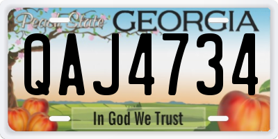GA license plate QAJ4734