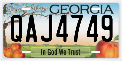 GA license plate QAJ4749