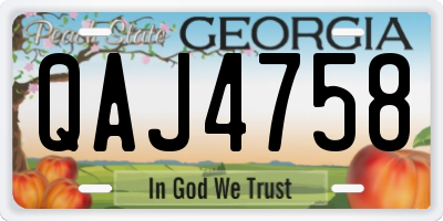 GA license plate QAJ4758