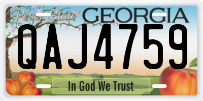 GA license plate QAJ4759