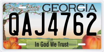 GA license plate QAJ4762