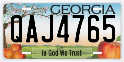 GA license plate QAJ4765