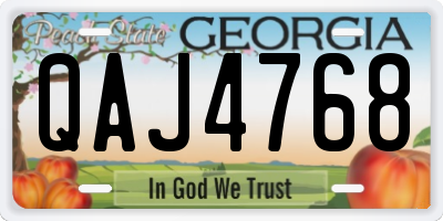 GA license plate QAJ4768