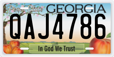 GA license plate QAJ4786