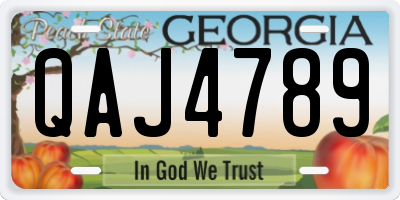 GA license plate QAJ4789