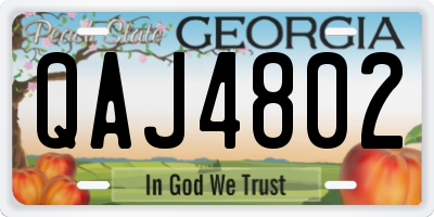 GA license plate QAJ4802