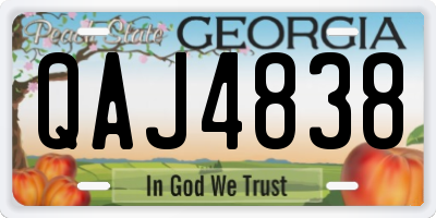 GA license plate QAJ4838