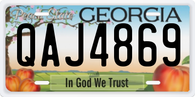 GA license plate QAJ4869