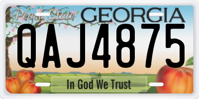 GA license plate QAJ4875