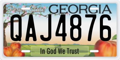 GA license plate QAJ4876
