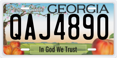 GA license plate QAJ4890