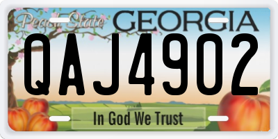 GA license plate QAJ4902
