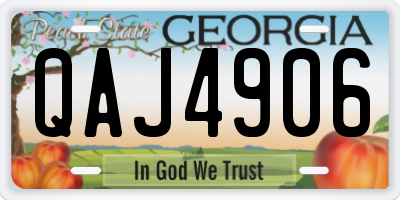 GA license plate QAJ4906