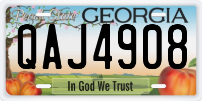 GA license plate QAJ4908