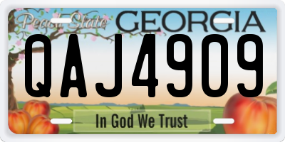 GA license plate QAJ4909