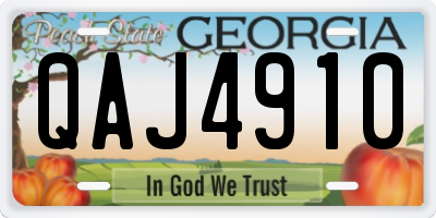 GA license plate QAJ4910