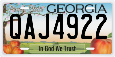 GA license plate QAJ4922