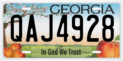 GA license plate QAJ4928