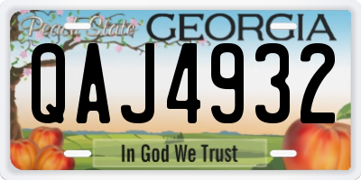 GA license plate QAJ4932