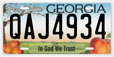 GA license plate QAJ4934
