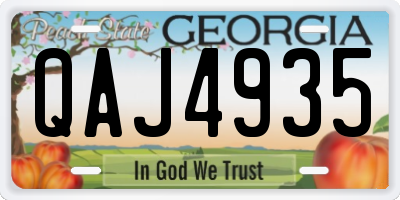 GA license plate QAJ4935