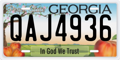 GA license plate QAJ4936