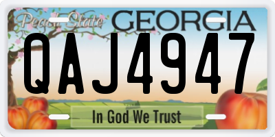 GA license plate QAJ4947