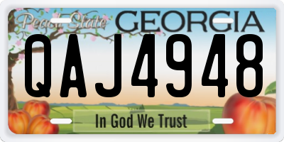 GA license plate QAJ4948