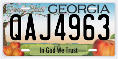 GA license plate QAJ4963