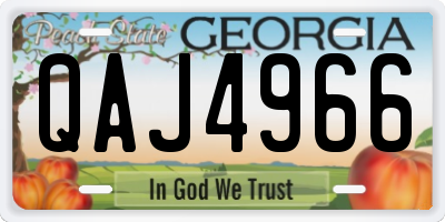 GA license plate QAJ4966