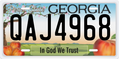 GA license plate QAJ4968