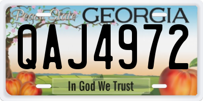 GA license plate QAJ4972