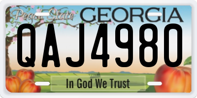 GA license plate QAJ4980