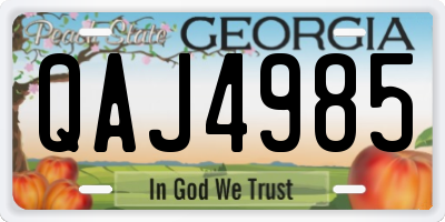 GA license plate QAJ4985