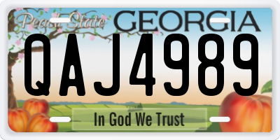 GA license plate QAJ4989
