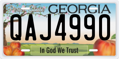 GA license plate QAJ4990