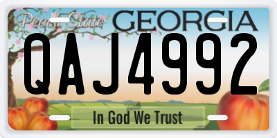 GA license plate QAJ4992