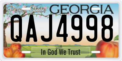 GA license plate QAJ4998