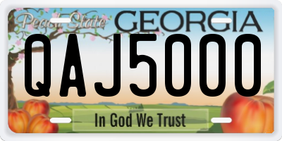 GA license plate QAJ5000
