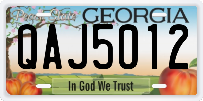 GA license plate QAJ5012