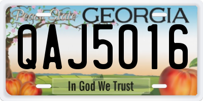 GA license plate QAJ5016