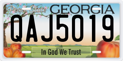 GA license plate QAJ5019