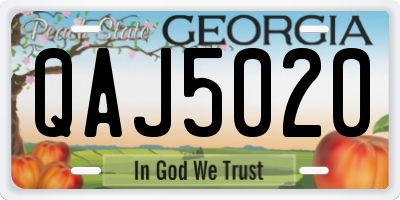GA license plate QAJ5020