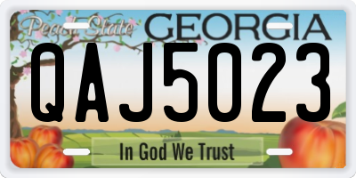 GA license plate QAJ5023