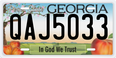 GA license plate QAJ5033