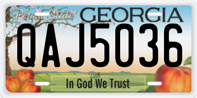 GA license plate QAJ5036