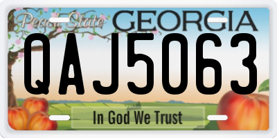 GA license plate QAJ5063
