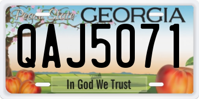 GA license plate QAJ5071